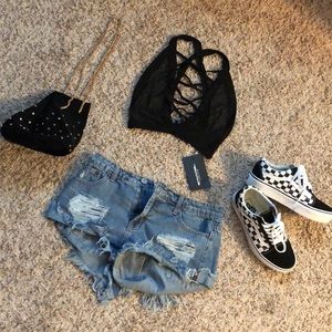 Pretty little thing fishnet strappy crop/bralette